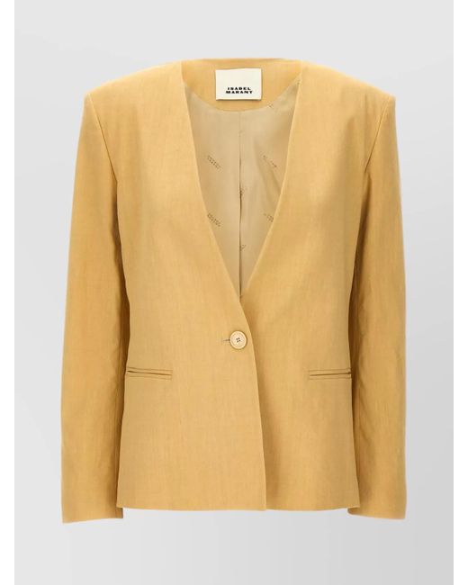 Isabel Marant Yellow 'Manzil' Blazer Featuring Notched Lapel