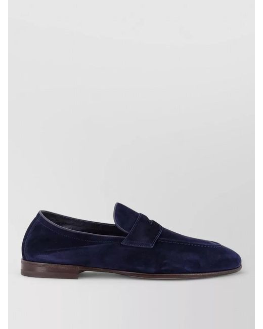 Brunello Cucinelli Blue Leather Penny Loafers for men