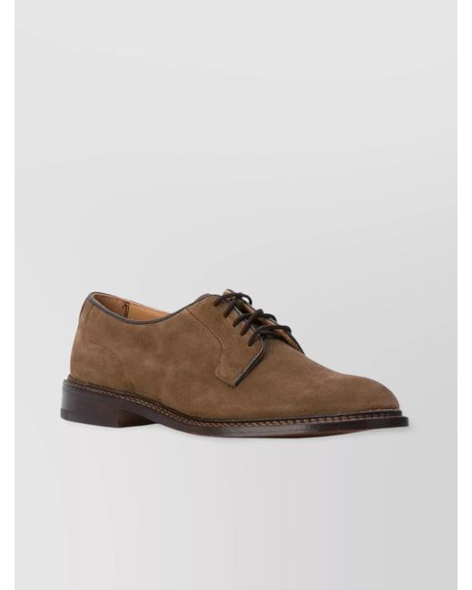 Tricker's Brown Light Lace-Up Suede Shoes for men