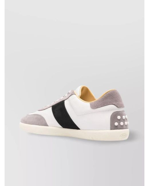 Tod's Black Calf Leather Suede Low-Top Sneakers for men