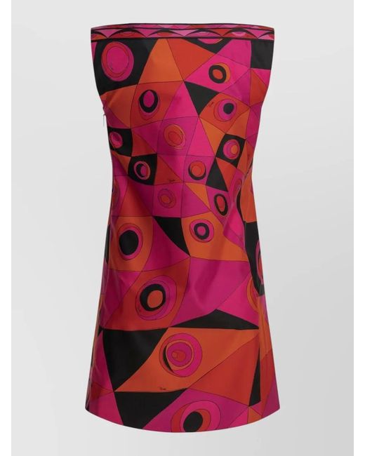 Emilio Pucci Red Occhi Geometric Sleeveless Knee Length Dress