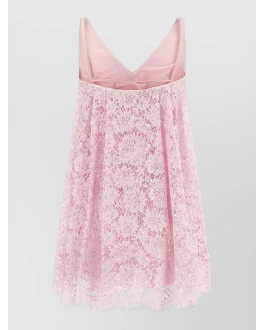 Self-Portrait Pink Sequin Floral Lace Mini Dress