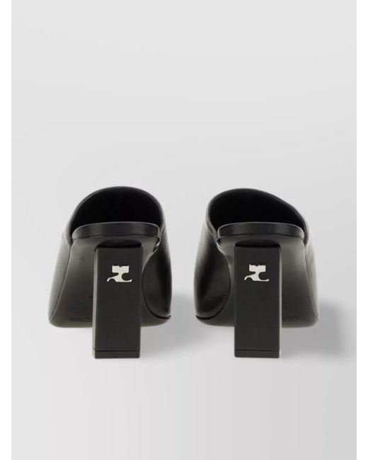 Courreges Black Leather Mules