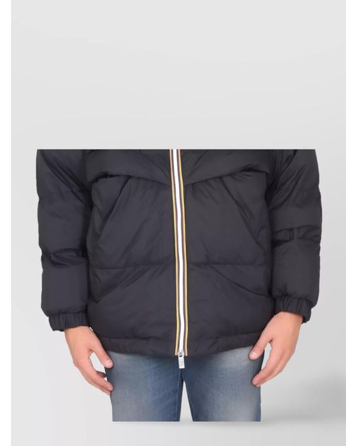 K-Way Blue Hooded Quilted Puffer Jacket With Side Pockets for men
