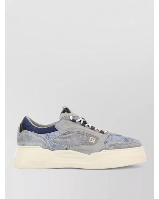 Fendi Multicolor Denim Low-Top Sneakers for men