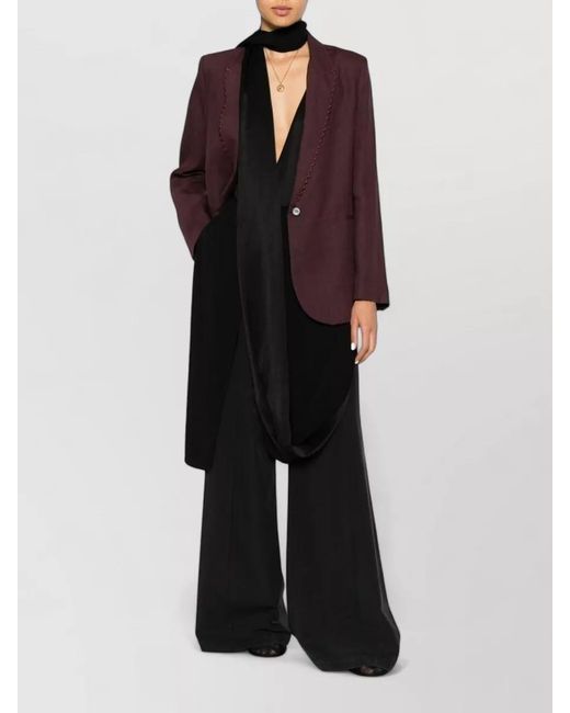 Forte_forte Purple Linen Single Breasted Jacket Long Sleeves