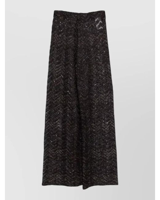 Missoni Black High Rise Wide Leg Metallic Sheer Trousers