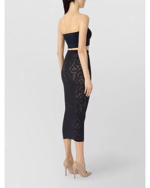 Wolford Gray Infinite Rose Lace Bodycon Knee Skirt