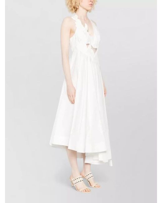 Zimmermann White Luna Cotton Dress Halter Neck Midi