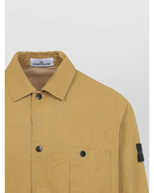 Stone Island Natural Shirt Jacket Chest Pocket Long Sleeves for men
