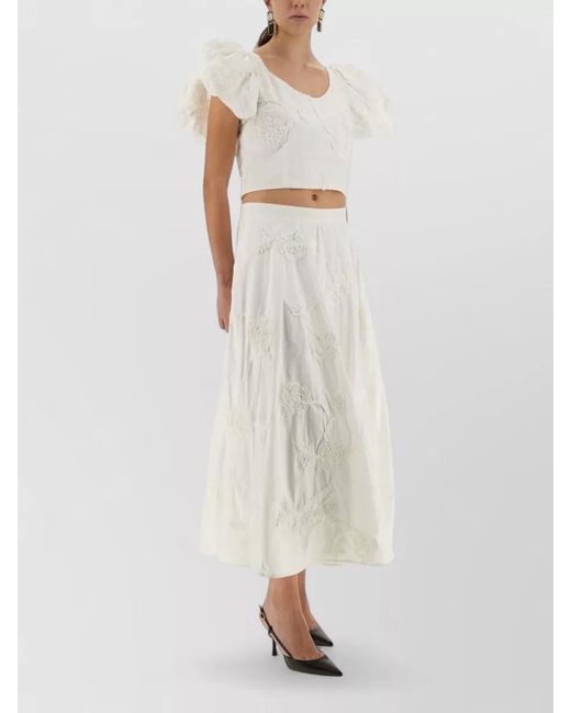 ROTATE BIRGER CHRISTENSEN White Organic Cotton Puff-Sleeve Midi Dress