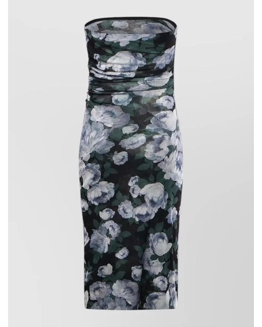 Stella McCartney Gray Floral Mesh Midi Dress