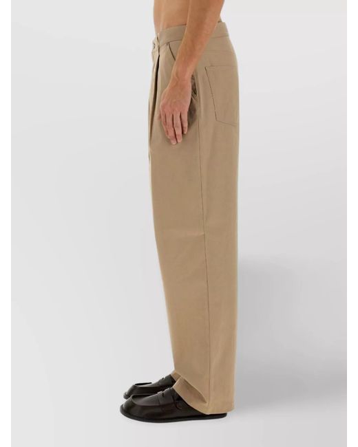 Moschino Natural Wide Leg Cotton Blend Pants With Pockets for men