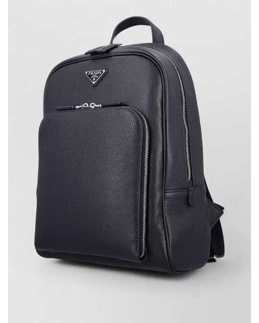 Prada Black Leather Backpack Tone Hardware for men
