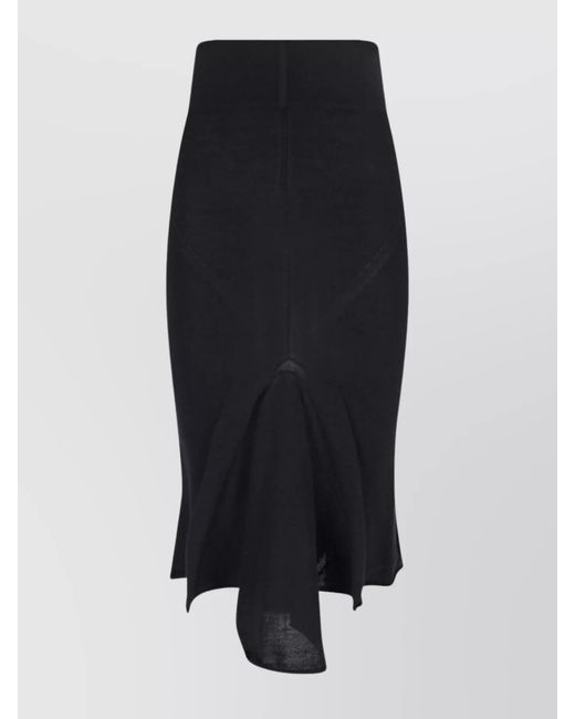 Rick Owens Black High-Waisted Flared Hem Skirt