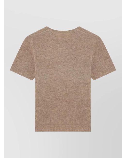 THE GARMENT Natural Crew Neck Top Short Sleeves Ribbed Trims