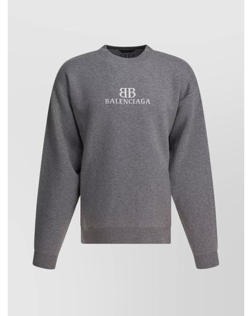 Balenciaga Gray Crew Neck Knitwear Sweaters for men