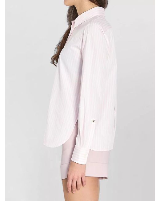 Max Mara Pink Striped Cotton Poplin Long-Sleeve Shirt