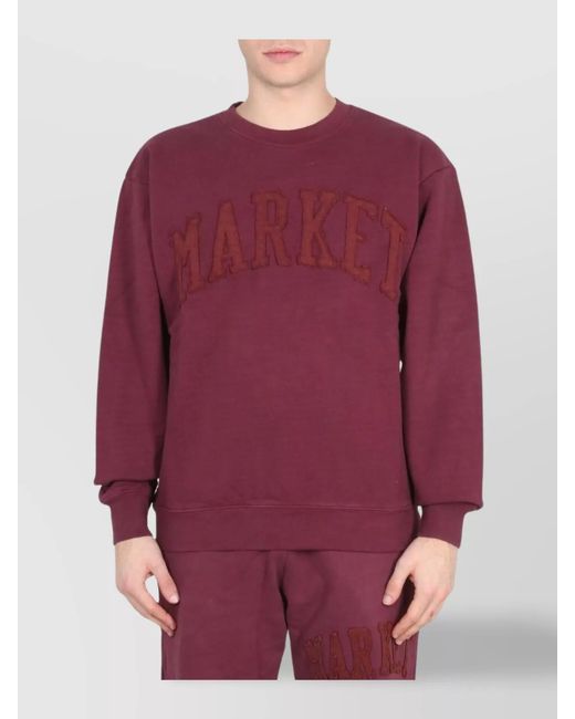 Market Red Ribbed Collar Sweatshirt