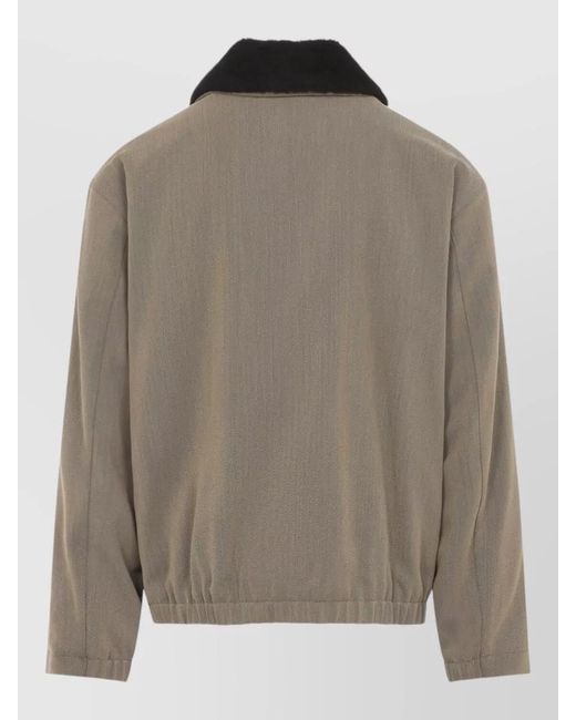 Giorgio Armani Brown Shearling Collar Padded Blouson Jacket for men
