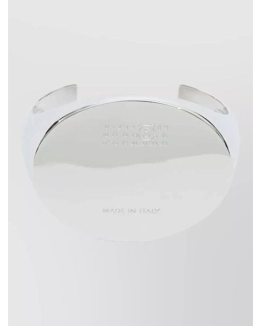 MM6 by Maison Margiela White Brass Cuff Bracelet Engraved Open Design