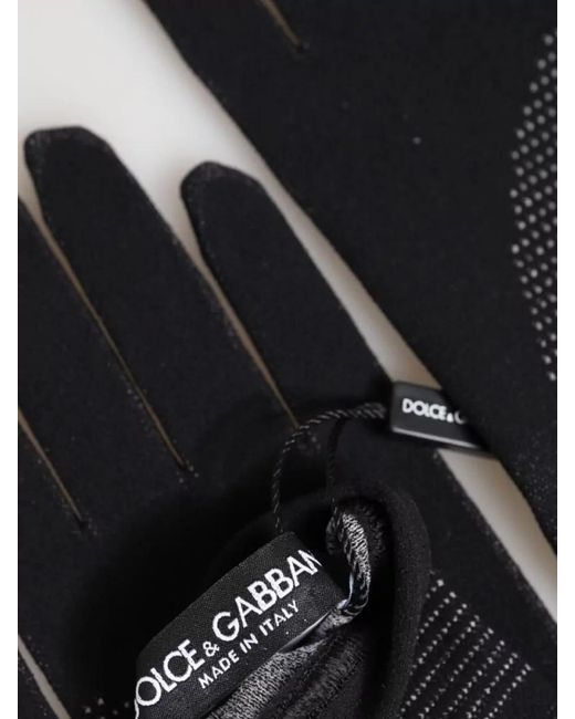Dolce & Gabbana Black Logo Cotton Gloves for men
