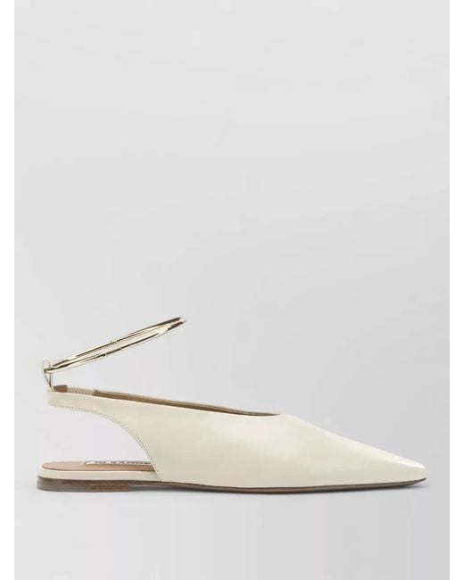 Jil Sander Natural Leather Slingback Ballerina Shoes
