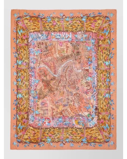 Faliero Sarti Pink Paolo Fiumi Roma Print Lightweight Stole