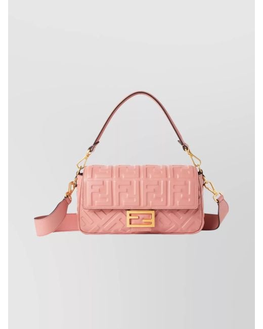 Fendi Women's Pink Ff Clasp Calfskin Shoulder Bag