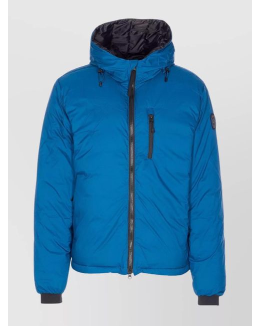 Canada Goose Blue Down Jacket With Hood And Pockets for men