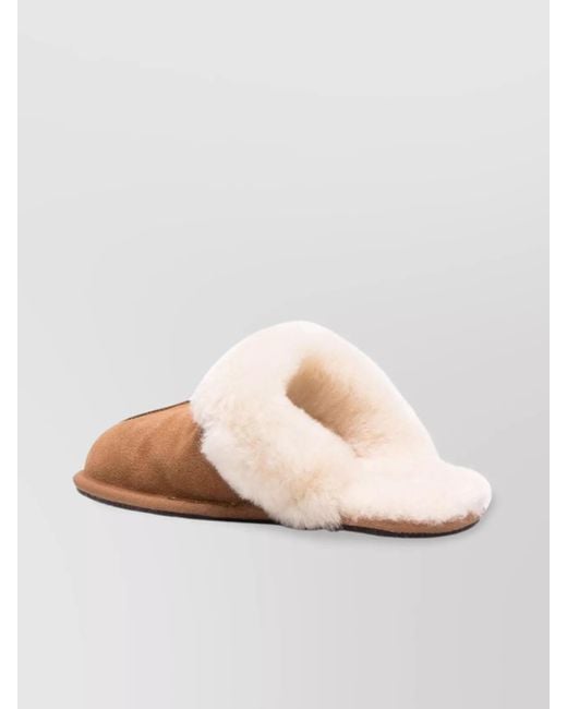 Ugg Brown Comfortable Collar Slides With Sheepskin And Fur
