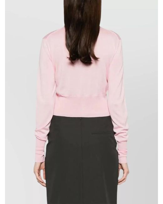 Vivienne Westwood Pink Wool Slim-Fit Cropped Crewneck Cardigan