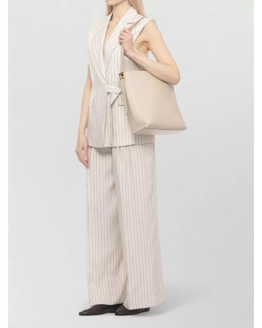 Coccinelle White Tote Bag Pebbled Leather Adjustable Strap