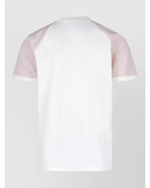 Adidas White Short Sleeve Shirt Raglan Sleeves Contrast Stripes for men
