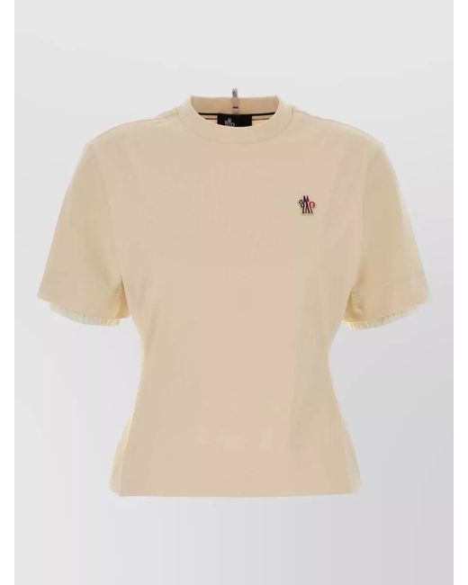 Moncler Natural Stretch Cotton Fitted Crew Neck T Shirt