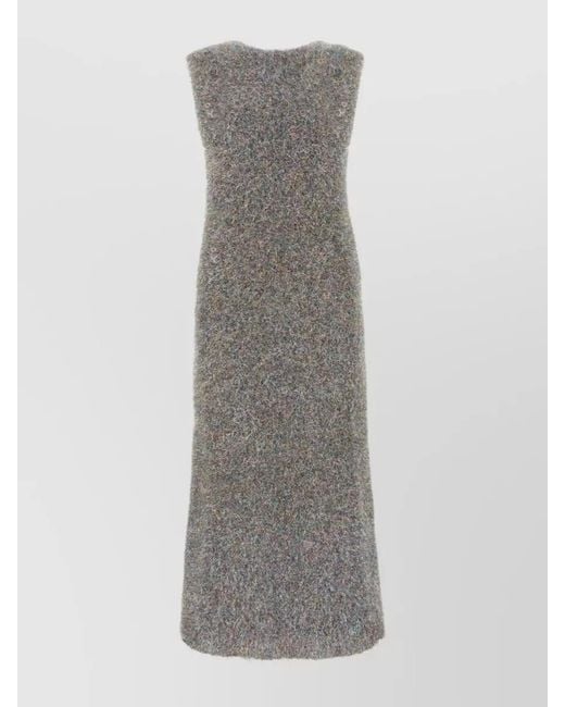 Jil Sander Gray Sleeveless Crew-Neck Midi Dress