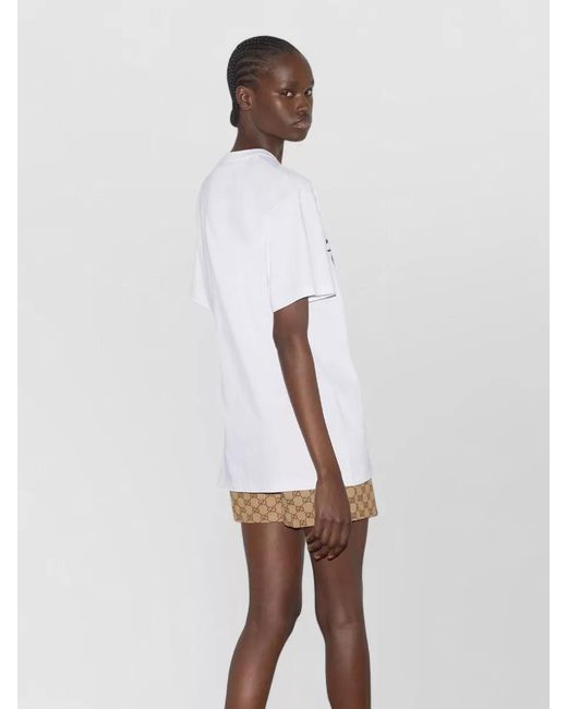 Gucci White Cotton Jersey T Shirt Dropped Shoulder