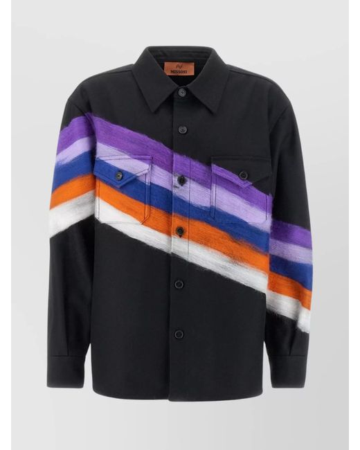 Missoni Blue Wool Blend Oversize Shirt for men