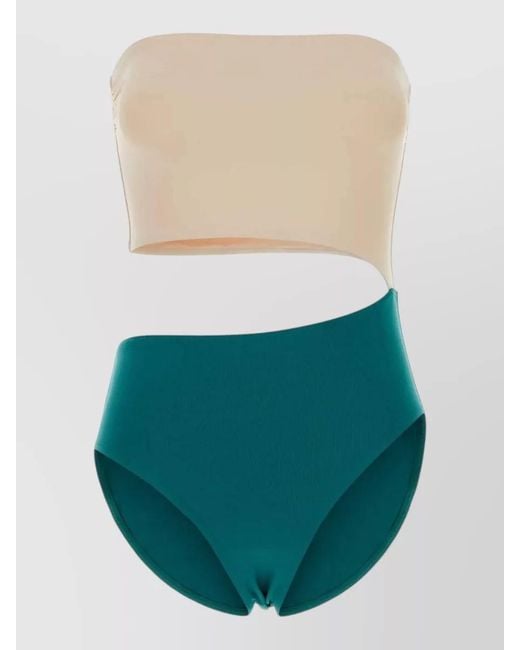 Eres White Strapless Two Tone Cut Out Swimsuit