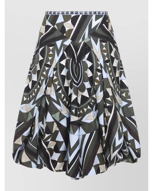 Emilio Pucci Multicolor Silk Satin A Line Balloon Midi Skirt