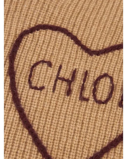 Chloé White Long Sleeve Cropped Ribbed Top Heart Motif