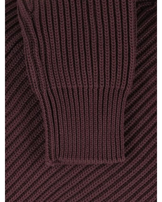 MM6 by Maison Margiela Brown Ribbed Cotton Zip Turtleneck Sweater for men