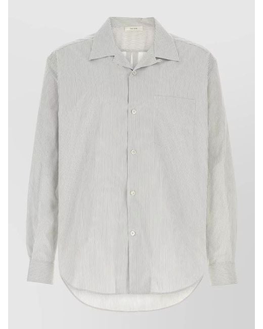 The Row White Embroidered Stretch Poplin Shirt for men