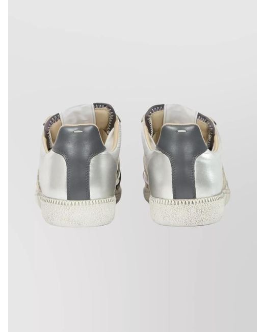 Maison Margiela White Replica Sneakers With Metallic Panel Design for men