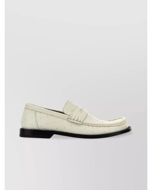Loewe White Ivory Leather Campo Loafers