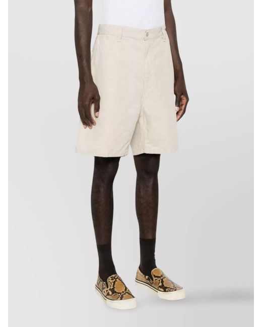 Carhartt Natural Cotton Linen Mid-Rise Wide-Leg Knee-Length Chino Shorts for men