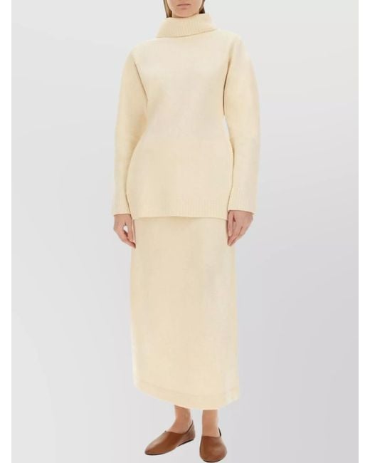 Jil Sander Natural Wool Regular-Fit Turtleneck Knitted Dress