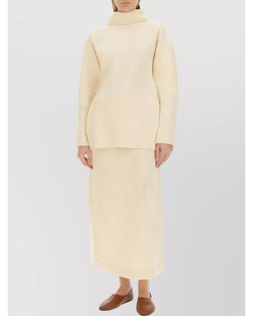 Jil Sander Natural Knit Turtleneck Top Open Back