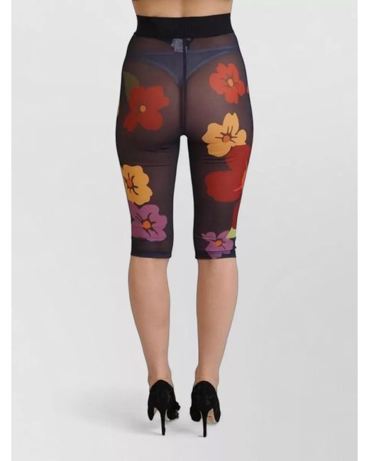 Dolce & Gabbana Red Floral-Print Knee-Length Leggings