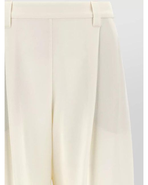Brunello Cucinelli White Twill Trousers Pleated Front Belt Loops